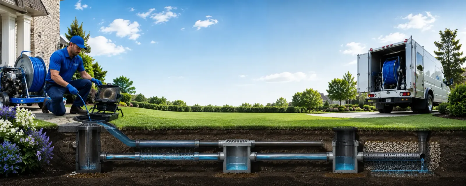 Outdoor drain cleaning information for New Holstein, WI